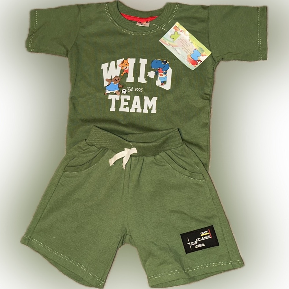 Toddler Boy Matching Green T-shirt / Short Set